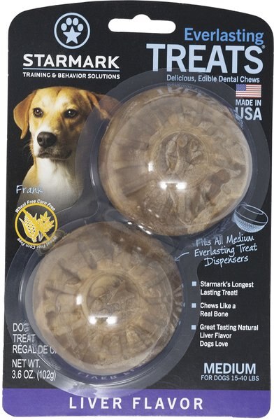 Starmark Everlasting Liver Flavored Dental Dog Treats， Medium， 2 count