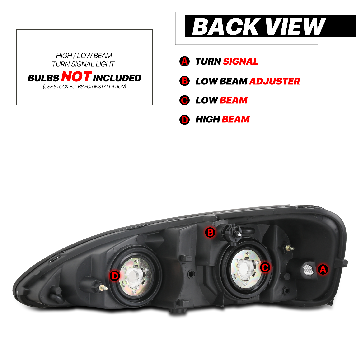 M-AUTO Pair Replacement Headlight Assembly for 04 05 06 07 08 Pontiac Grand Prix， Black Housing Smoke Lens Clear Corner