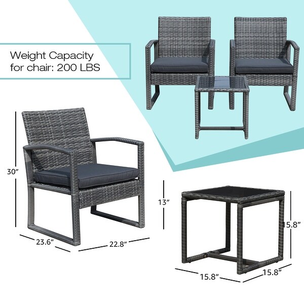 3-pc. Outdoor Cushioned Wicker Chat Set - Overstock - 32465550