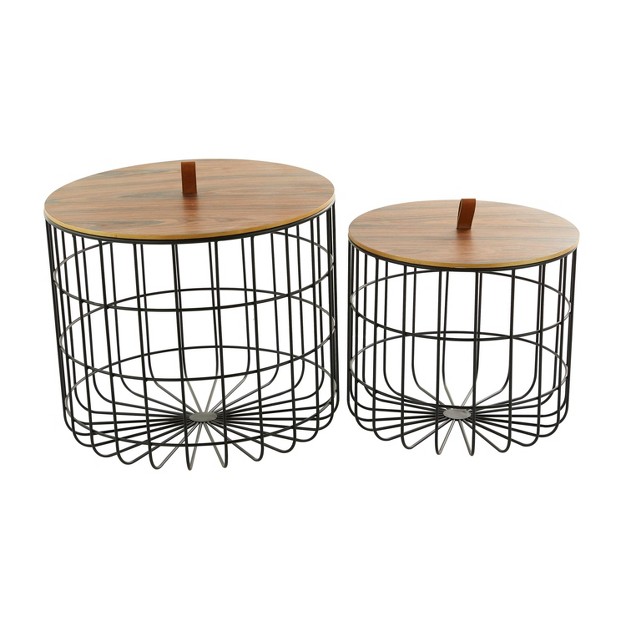 Set Of 2 Metal Storage Baskets Brown Olivia amp May