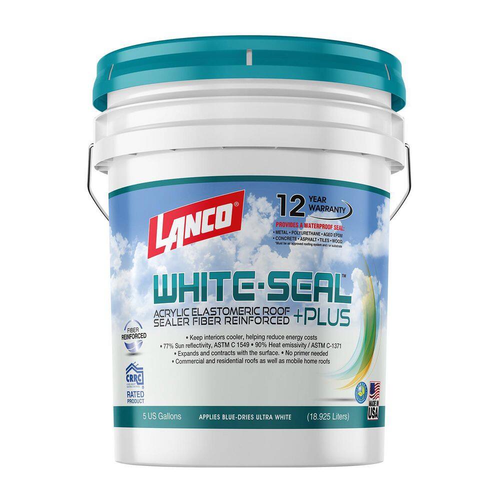 Lanco White-Seal Plus 5 Gal. 100% Acrylic Elastomeric White Reflective Roof and RV Sealer RC886-2