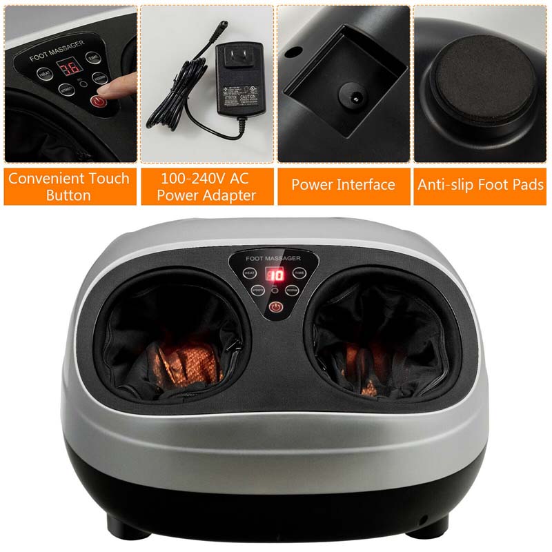 Foot Massager Machine with Heat & Remote, Shiatsu Foot Massager with Deep 3D Kneading Rolling Relieves Plantar Fasciitis