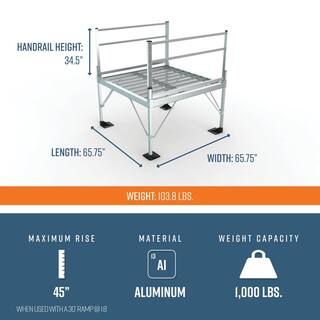 EZ-ACCESS PATHWAY 3G 5 ft. x 5 ft. Expanded Aluminum Platform with 2-Line Handrails P3G SPFEM55