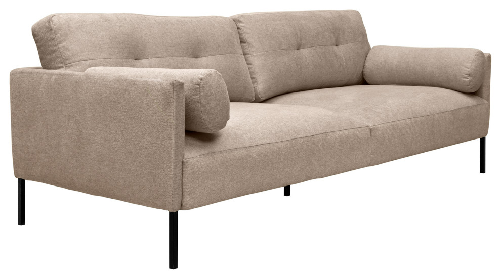 Michalina 84 quotBeige Fabric Sofa with Black Metal Legs   Modern   Sofas   by Armen Living  Houzz