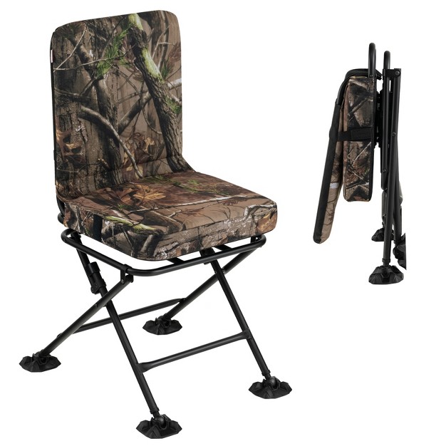 Costway Folding Silent Swivel Blind 360 swivel Hunting Chair W all terrain Foot Pads