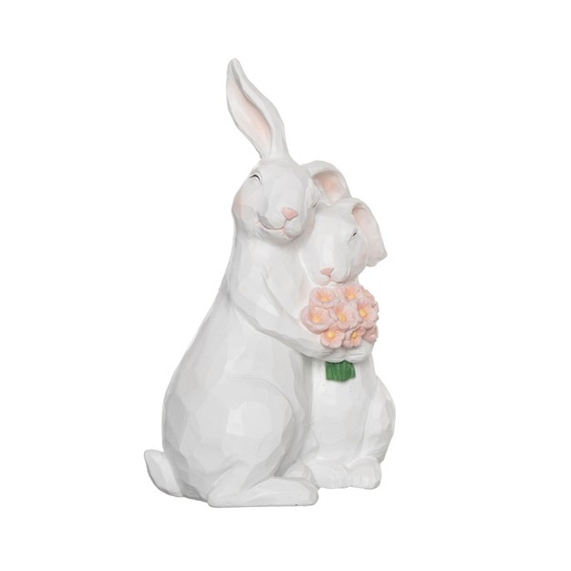 Transpac Resin 11 42 In White Easter Loving Bunny Figure