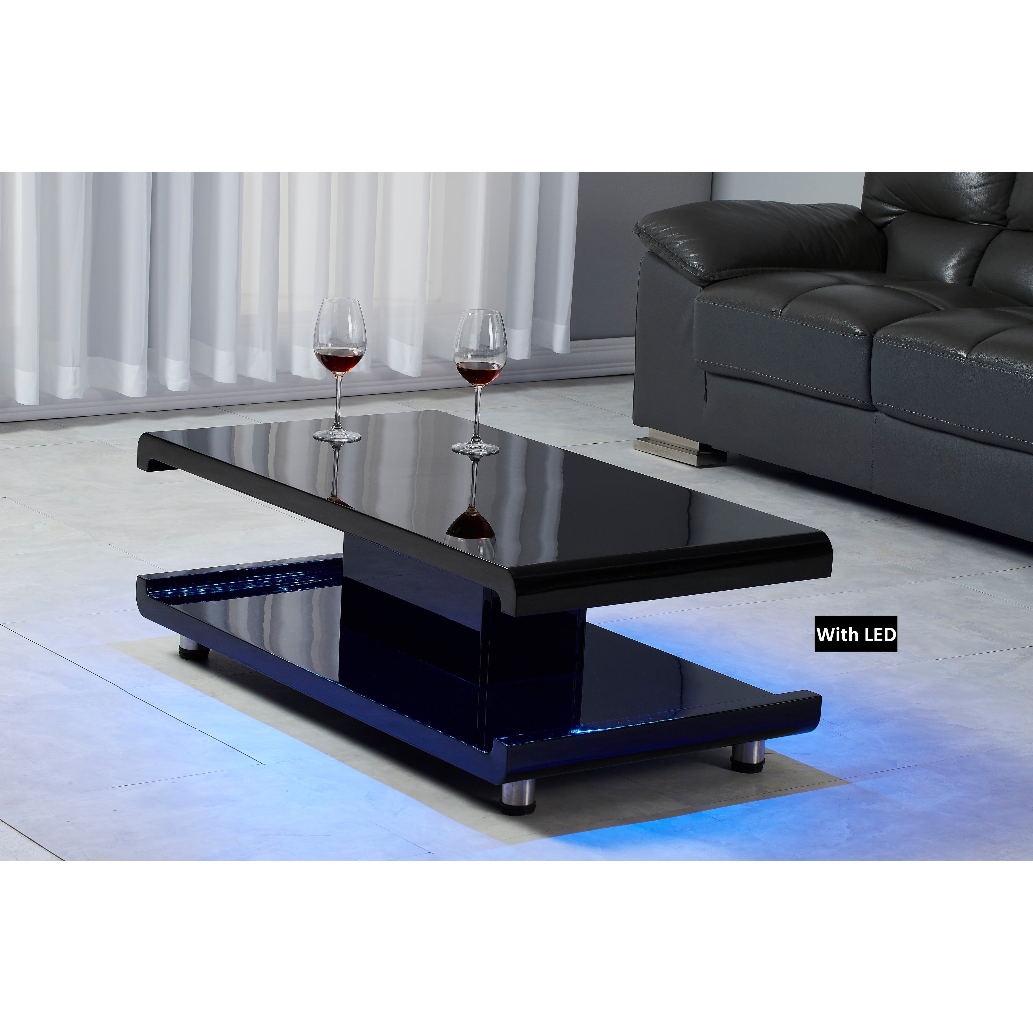 Artiva USA LA CASA ll Modern Euro Coffee Table with Remote Multi-color LED Light