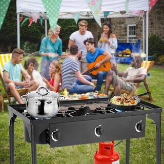 Costway Portable Propane 225000-BTU 3 Burner Gas Cooker Outdoor Camp Stove BBQ Roaster OP70485