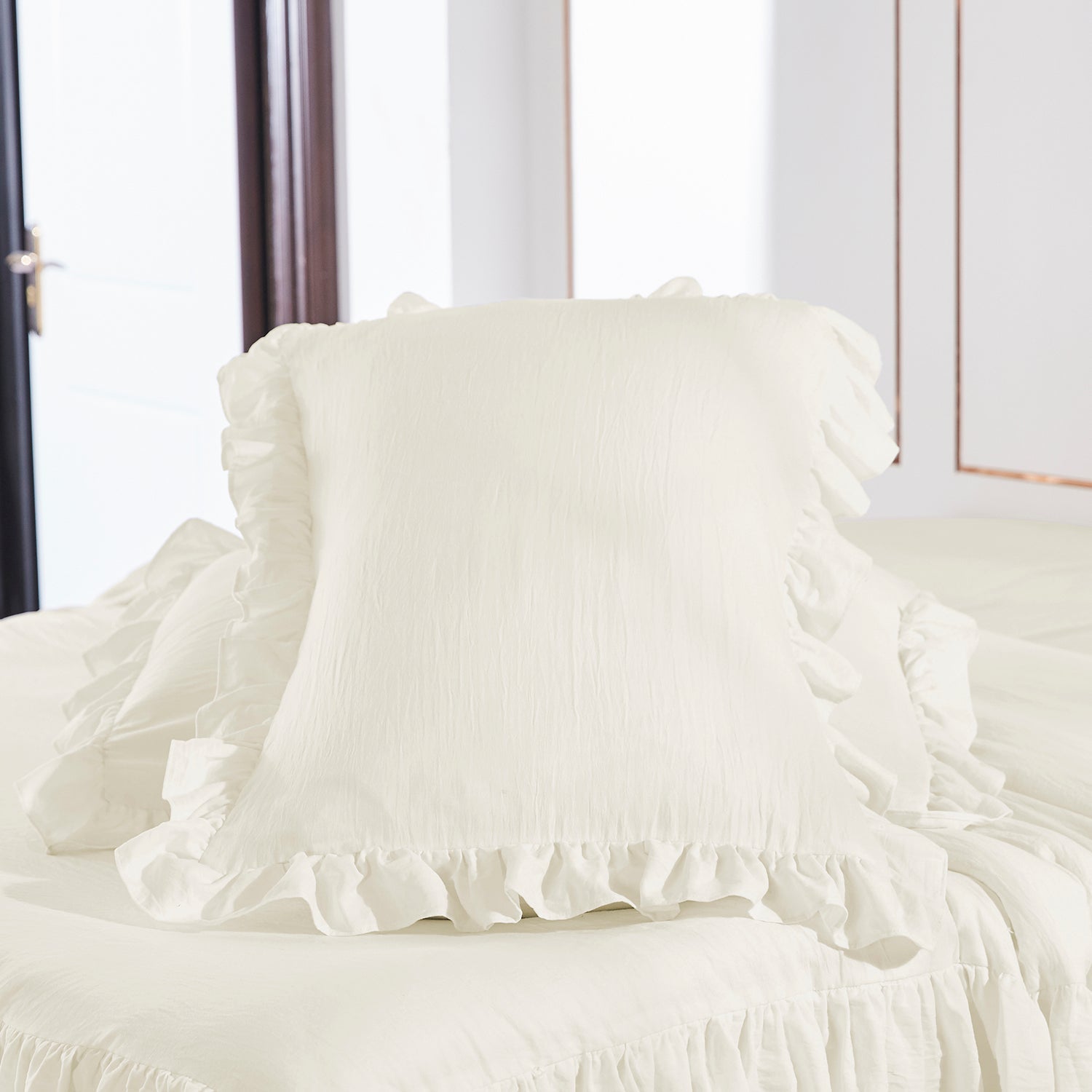 Ruffle Skirt Bedspread Three Layers Design Chic Style Bedding Set