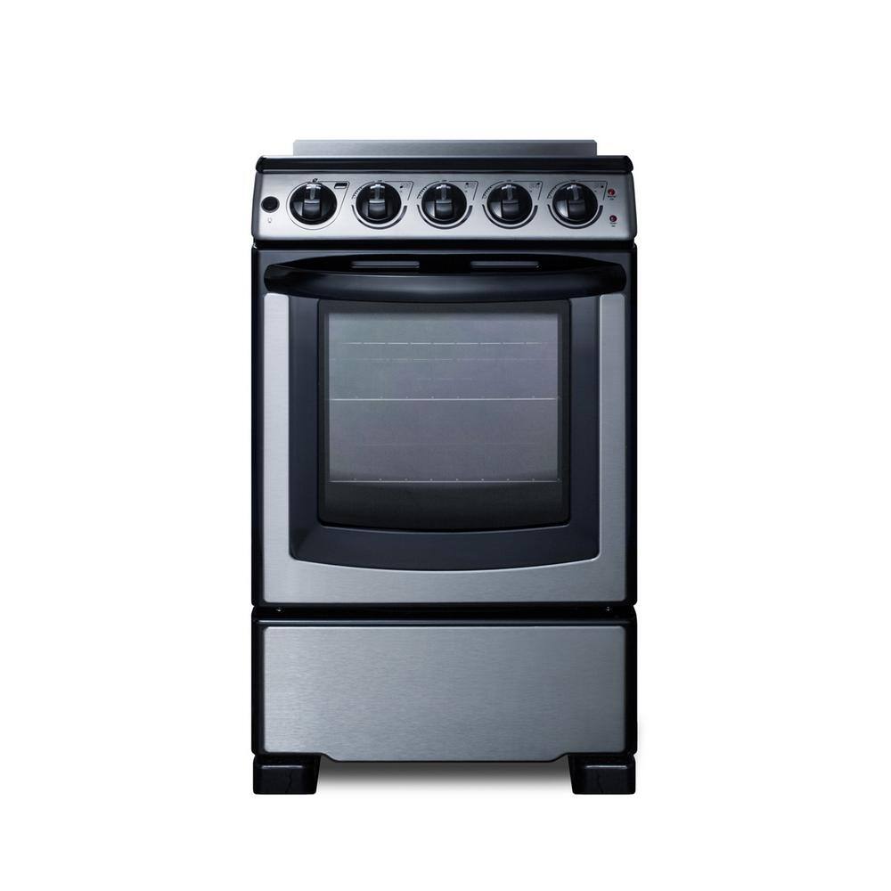 Summit Appliance 20 in. 2.3 cu. ft. Slide-In Electric Range in Stainless Steel REX2071SSRT