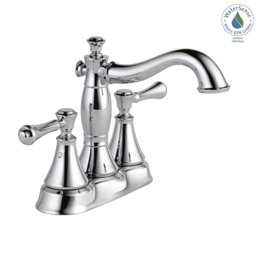 Delta Cassidy 4 in Centerset 2Handle Bathroom Faucet with Metal Drain Assembly in Chrome