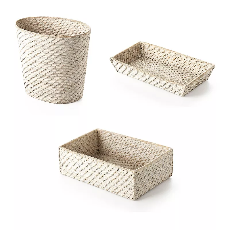 Saddle River Hapao Weave Rattan Bath Storage 3-pc. Set