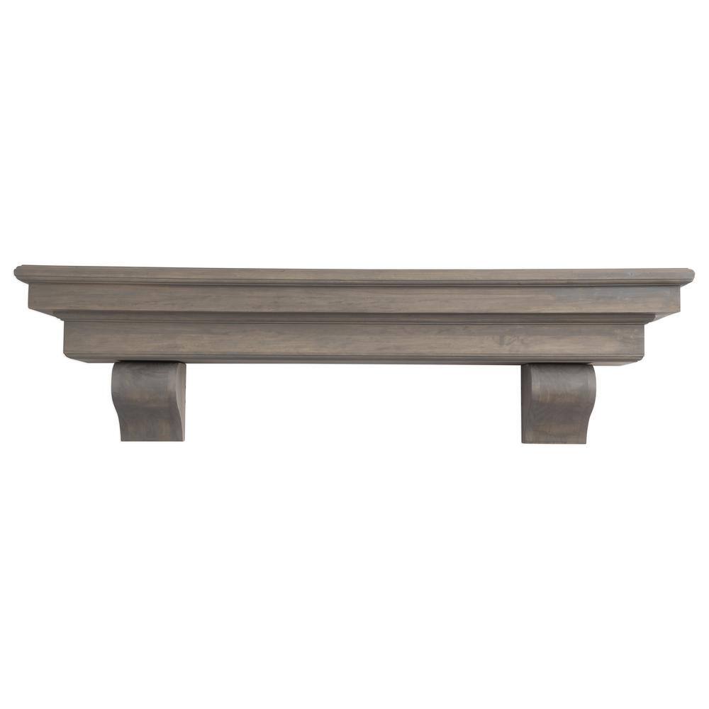 Dogberry Collections 72 in. Ash Gray French Corbel Mantel Shelf m-fcor-7277-gash-none