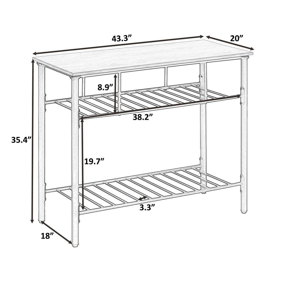 ANTFURN White 43.30 .in Kitchen Island top Marble with  Wine Rack Free Standing Shelf HDYX461181