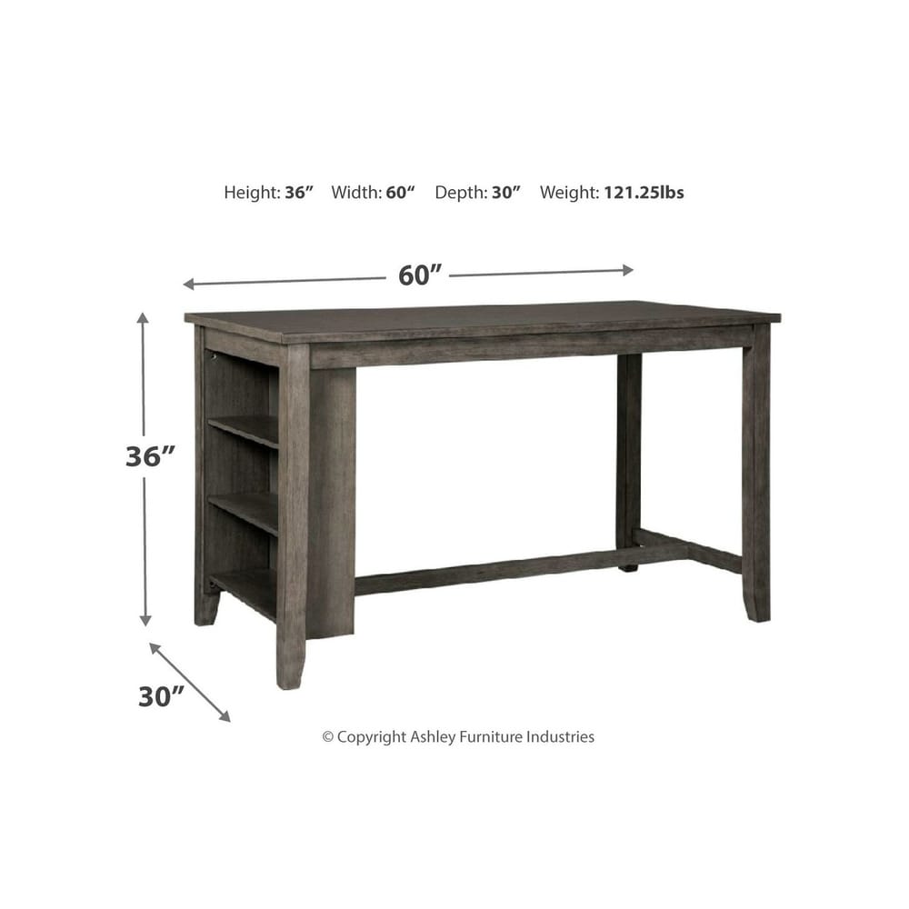 Caitbrook Rectangular Counter Height Dining Table with Storage   Gray