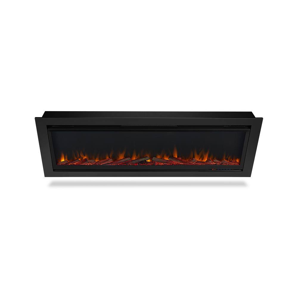 Real Flame 65 in. Wall-Mount Recessed Electric Fireplace Insert in Black 5560