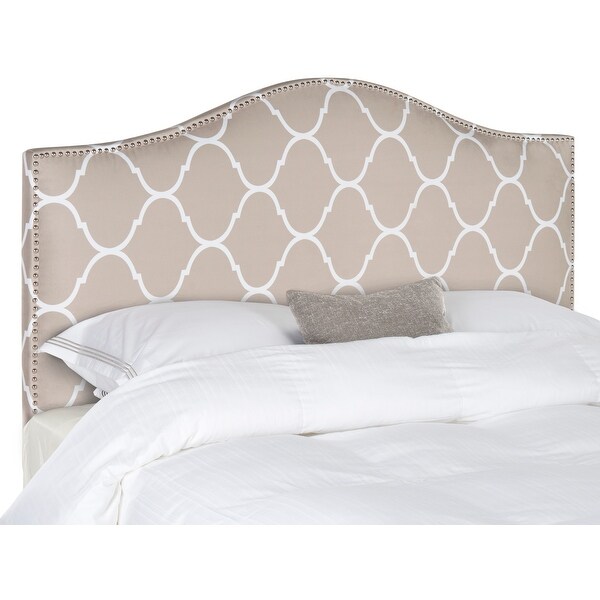 SAFAVIEH Connie Pearl Grey Moroccan Pattern Camelback Headboard - Silver Nailhead (Queen) - - 9529839