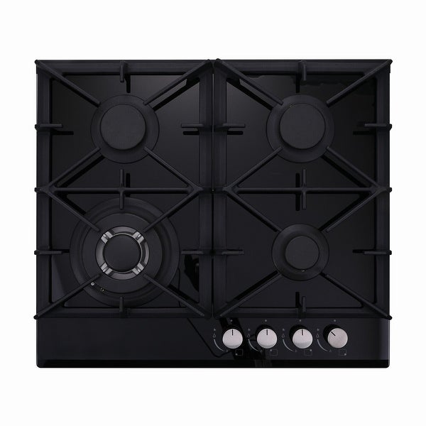 4-Burners Gas Cooktop 24 inch Stainless Steel Tempered Glass NG/LPG Convertible - 24 INCH