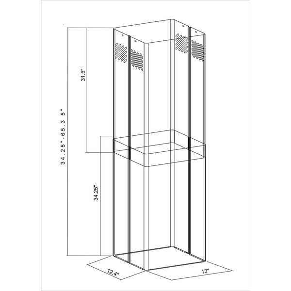 Winflo Stainless Steel Chimney Extension (up to 11ft. Ceiling) for Winflo Island Mount Range Hood (upper and lower piece set)