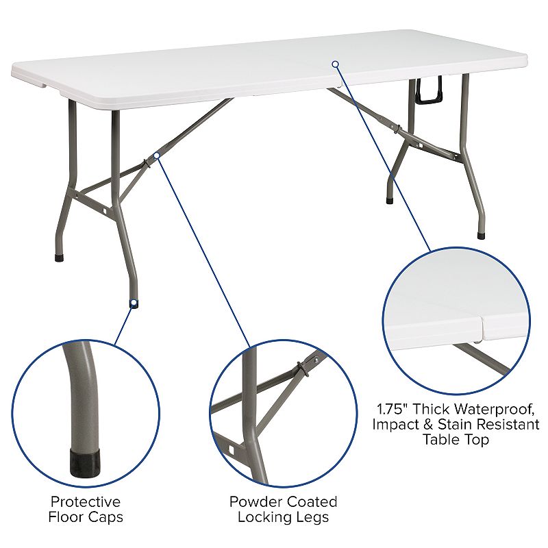 Flash Furniture Otis 10' x 10' Wheeled Pop Up Canopy Tent， 6' Folding Table， and 4 Folding Chairs Set