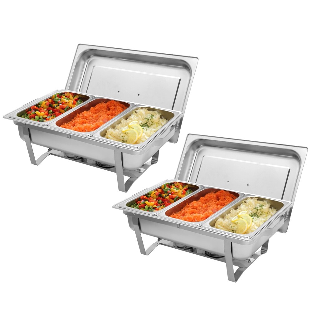 9L 1/2 Sets of Dishes Stainless Steel Rectangular Buffet Stove