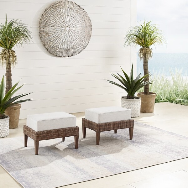 Crosley Capella Outdoor Wicker Ottoman (Set of 2)