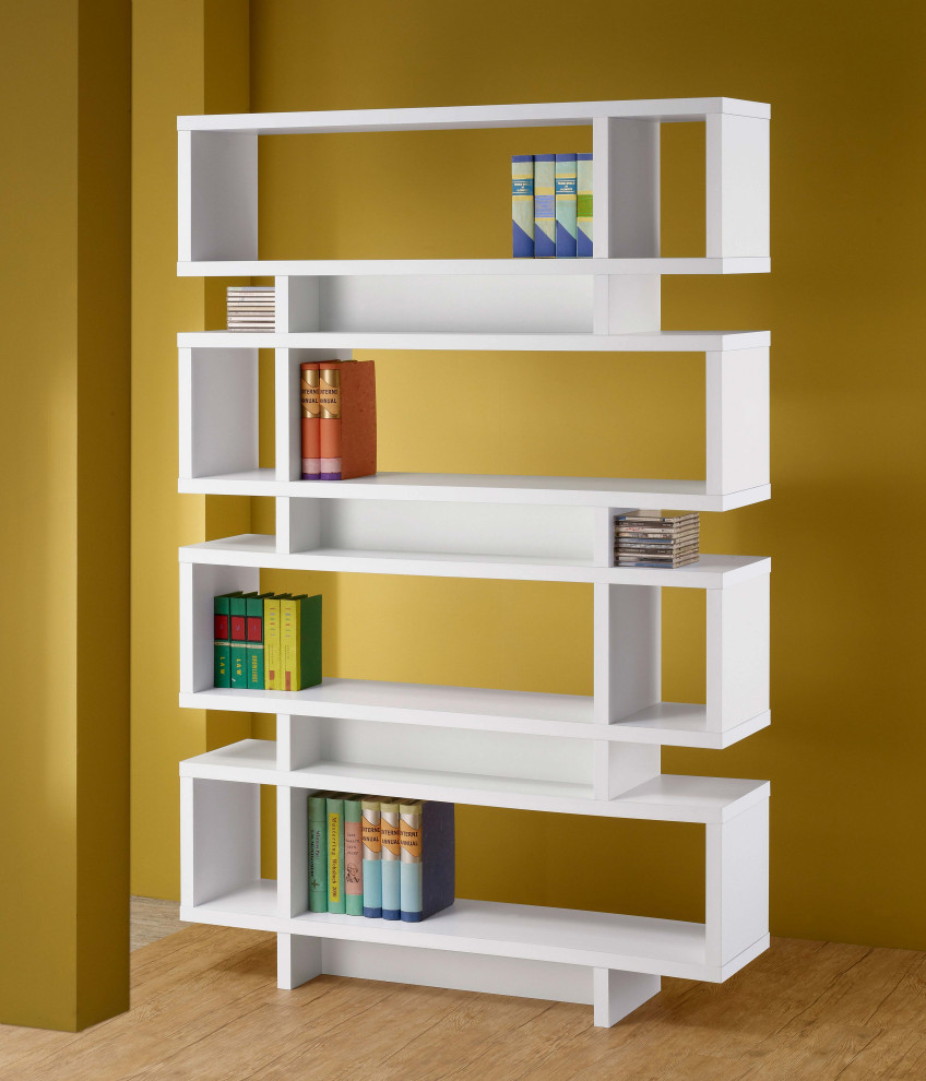 Reid 4 tier Open Back Bookcase White   Modern   Bookcases   by Modon  Houzz