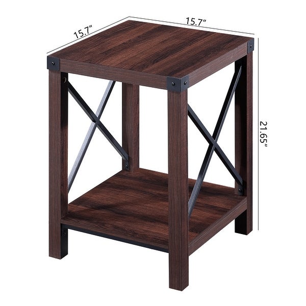 Ledel Rustic Accent Side Table End Table With Shelf