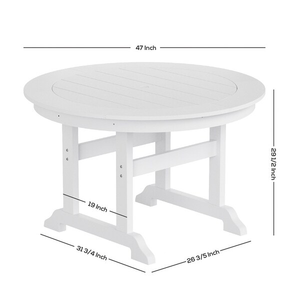 Polytrends Laguna Hdpe All Weather Outdoor Patio Dining Set with Round Table，Armless Chairs (5Piece Set)