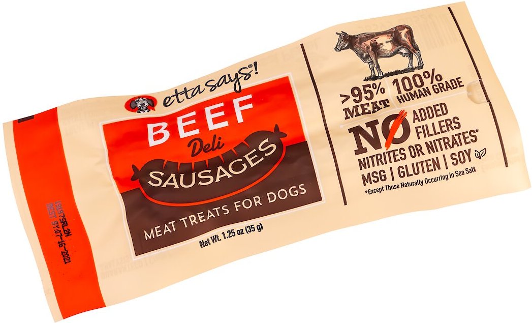 Etta Says! Beef Deli Sausages Dog Treats， 12 count