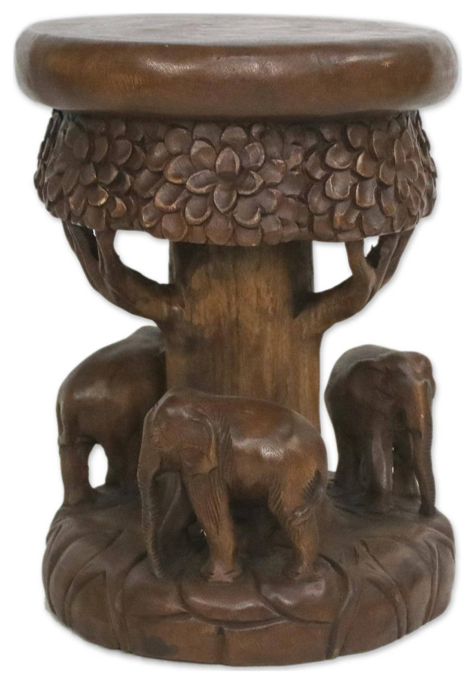 Around The Tree  Brown Wood Stool   Tropical   Footstools And Ottomans   by NOVICA  Houzz