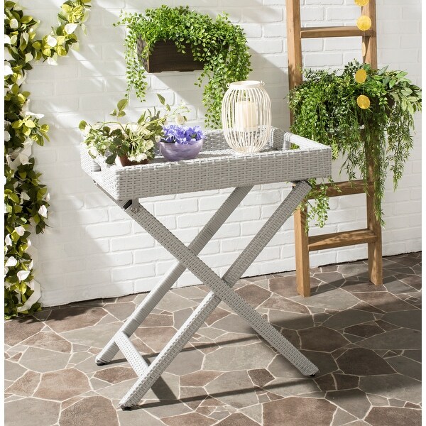 SAFAVIEH Outdoor Living Bardia Grey Folding Tray Table