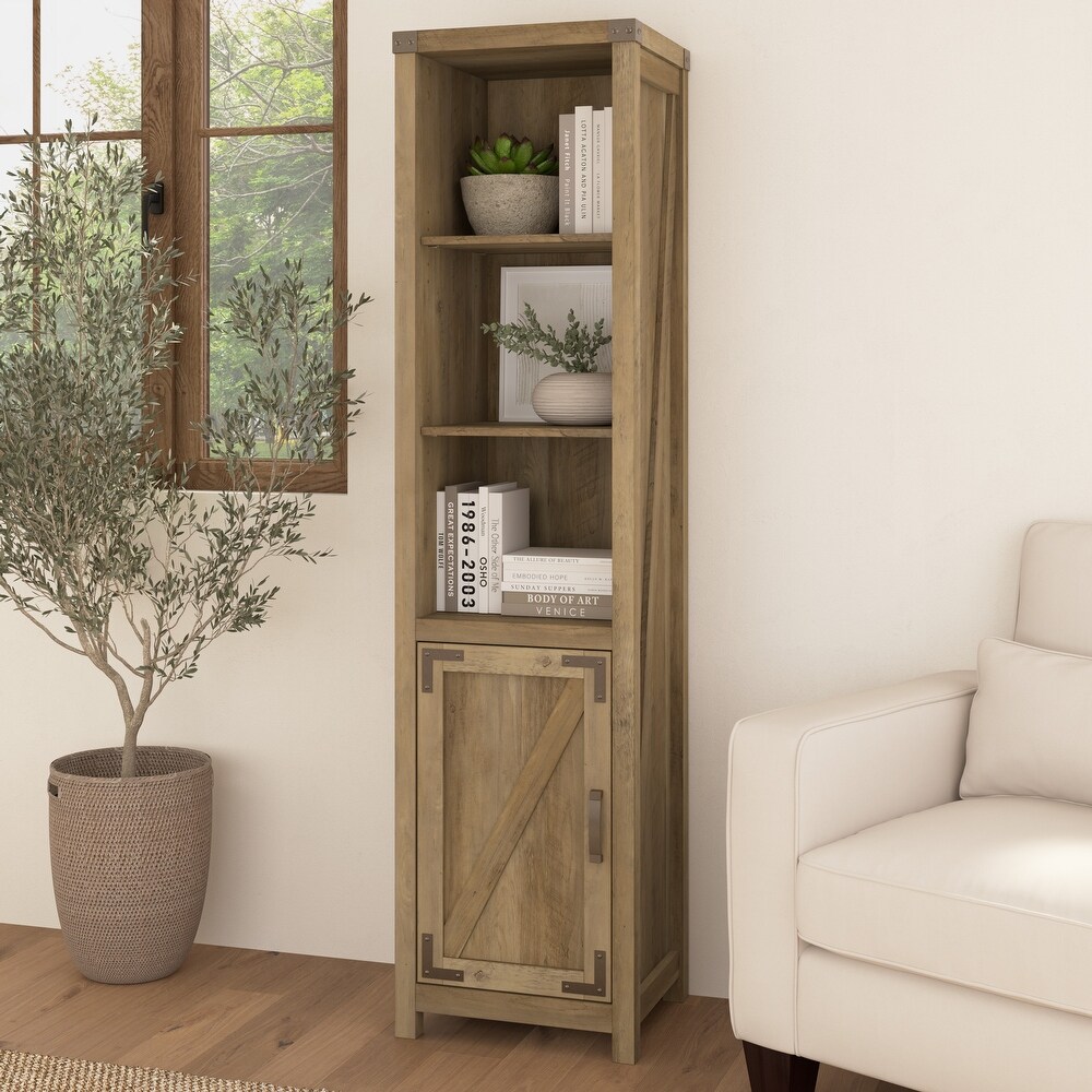 Knoxville Tall Narrow 5 Shelf Bookcase with Door by Bush Furniture