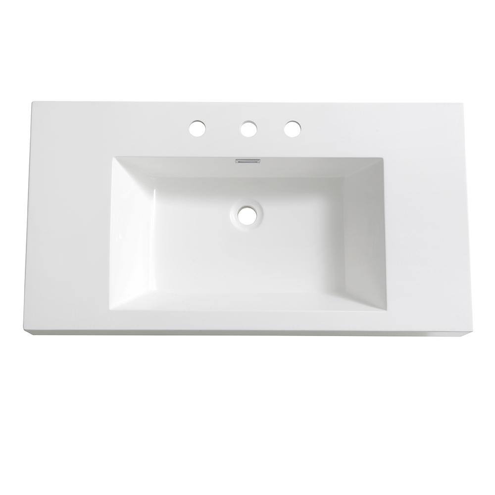 Fresca Vista 36 in. Drop-In Acrylic Bathroom Sink in White with Integrated Bowl FVS8090WH