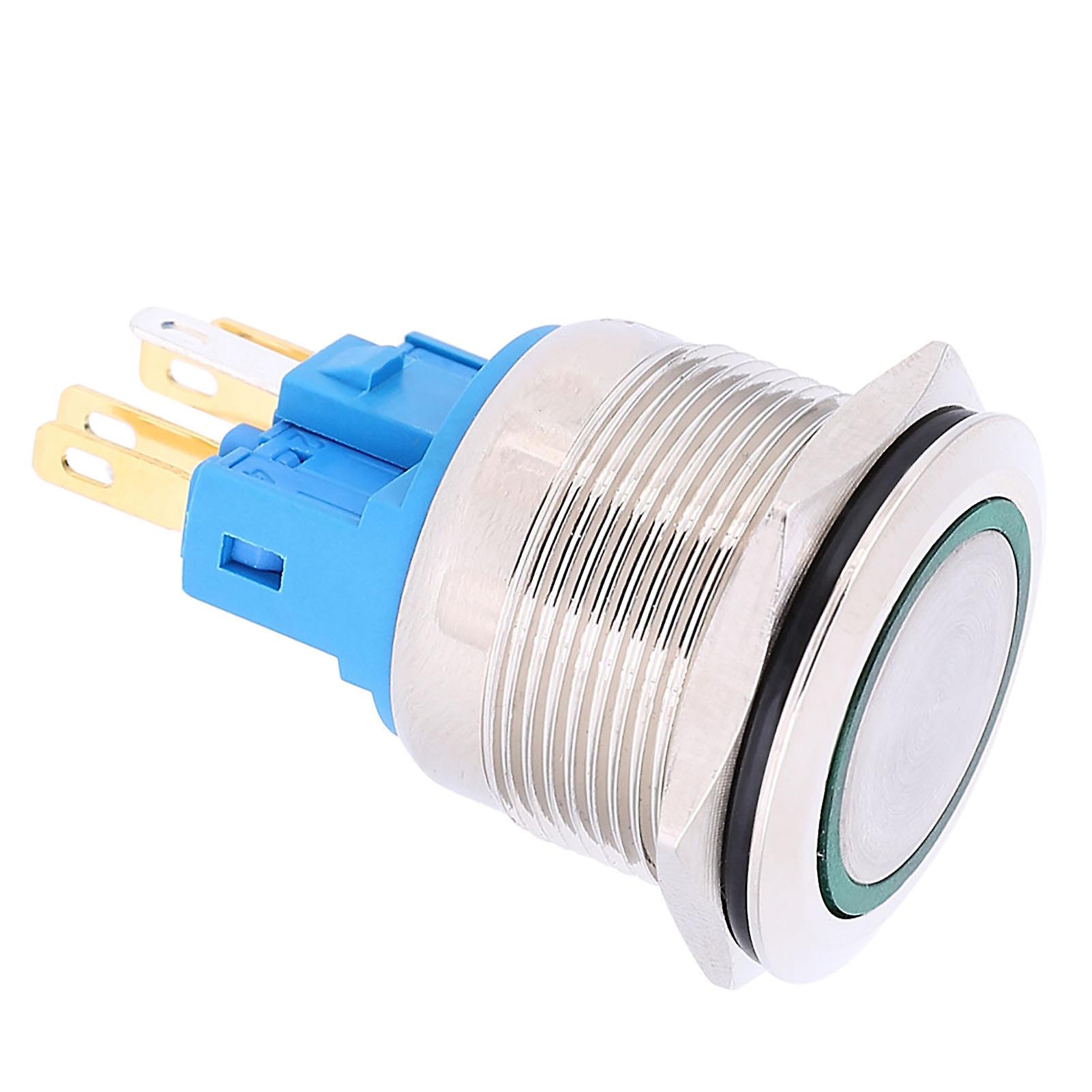 2Pcs DC12-24V IP65 22mm Ring Reset Button 6-Pin Push Button Switch AccessoriesGreen