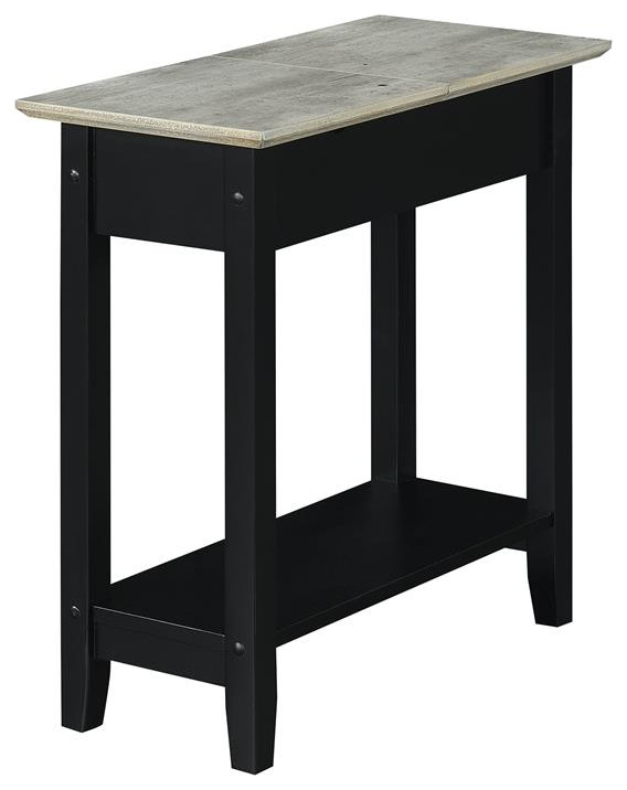 American Heritage Flip Top End Table with Charging Station in Black Wood Finish   Transitional   Side Tables And End Tables   by Homesquare  Houzz