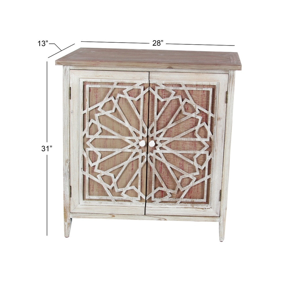 Brown Wood Farmhouse Cabinet with Carved Relief Overlay   14\