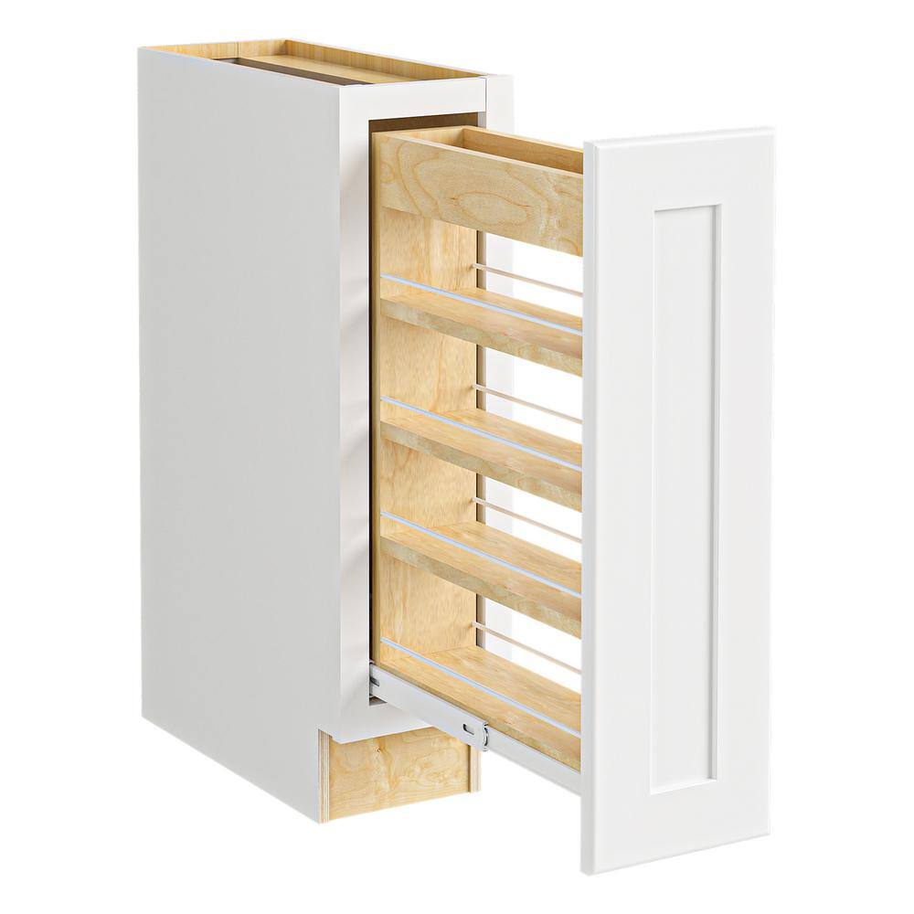 Home Decorators Collection Newport Assembled 9x34.5x24 in Plywood Shaker Base Pullout Pantry Kitchen Cabinet in Painted Pacific White BPPO9-NPW