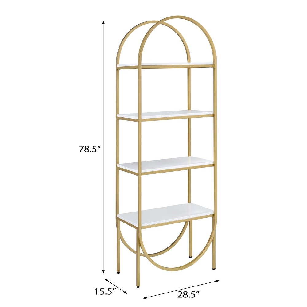 Manresa White High Gloss and Gold 4 tier Bookshelf