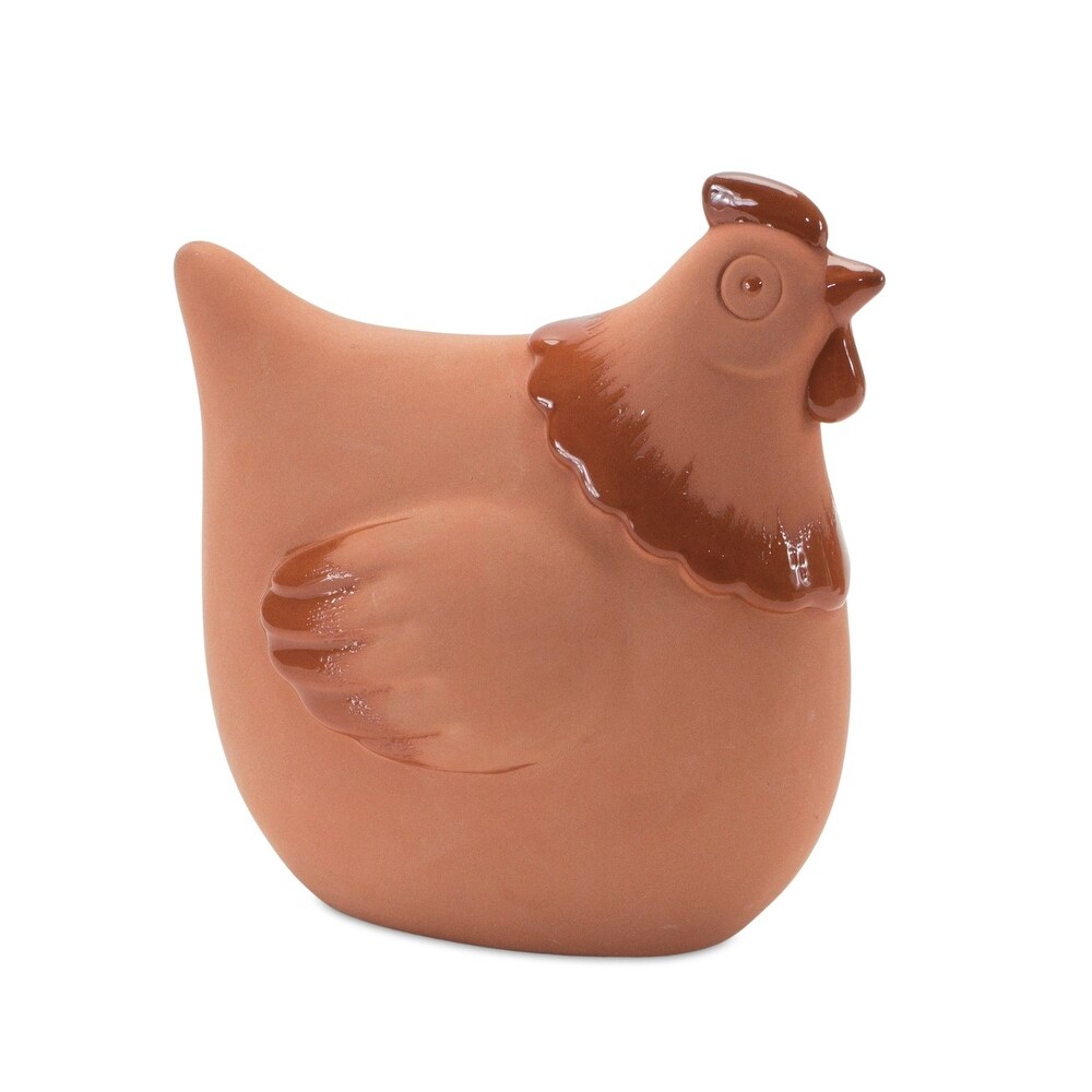 Set of 2 Glazed Chicken Figurines 5.75\