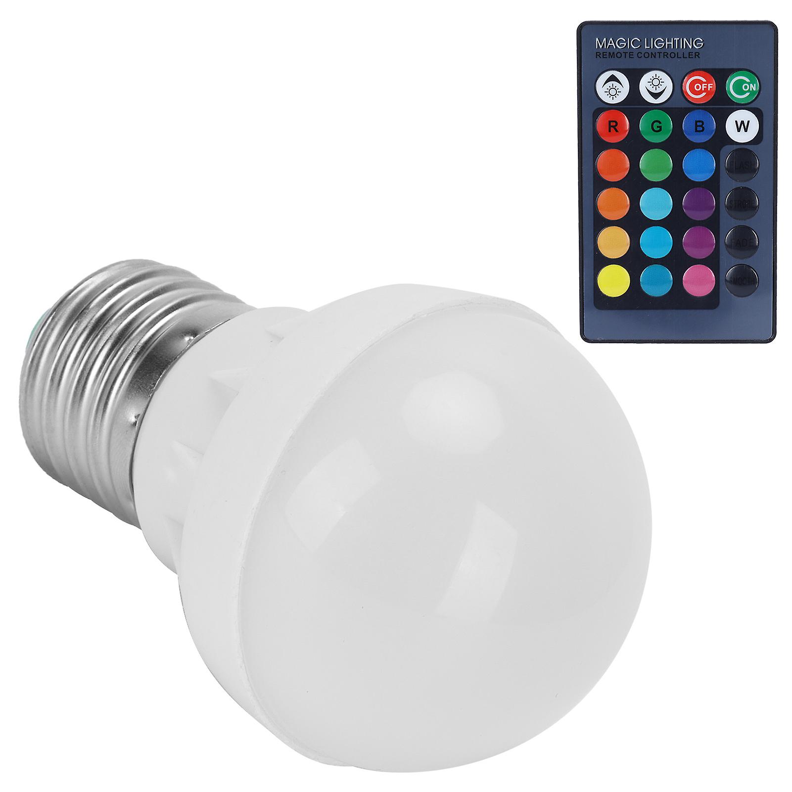 Rgb+w Light Bulb 3w E27 Remote Control Color Changing Lamp Home Decoration 85265v