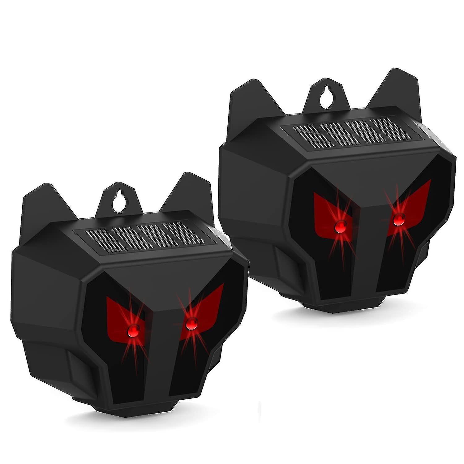 2pcs Solar Nocturnal Eye Nighttime Animal Deterrent Devices With Red Led Lights Waterproof Lightning