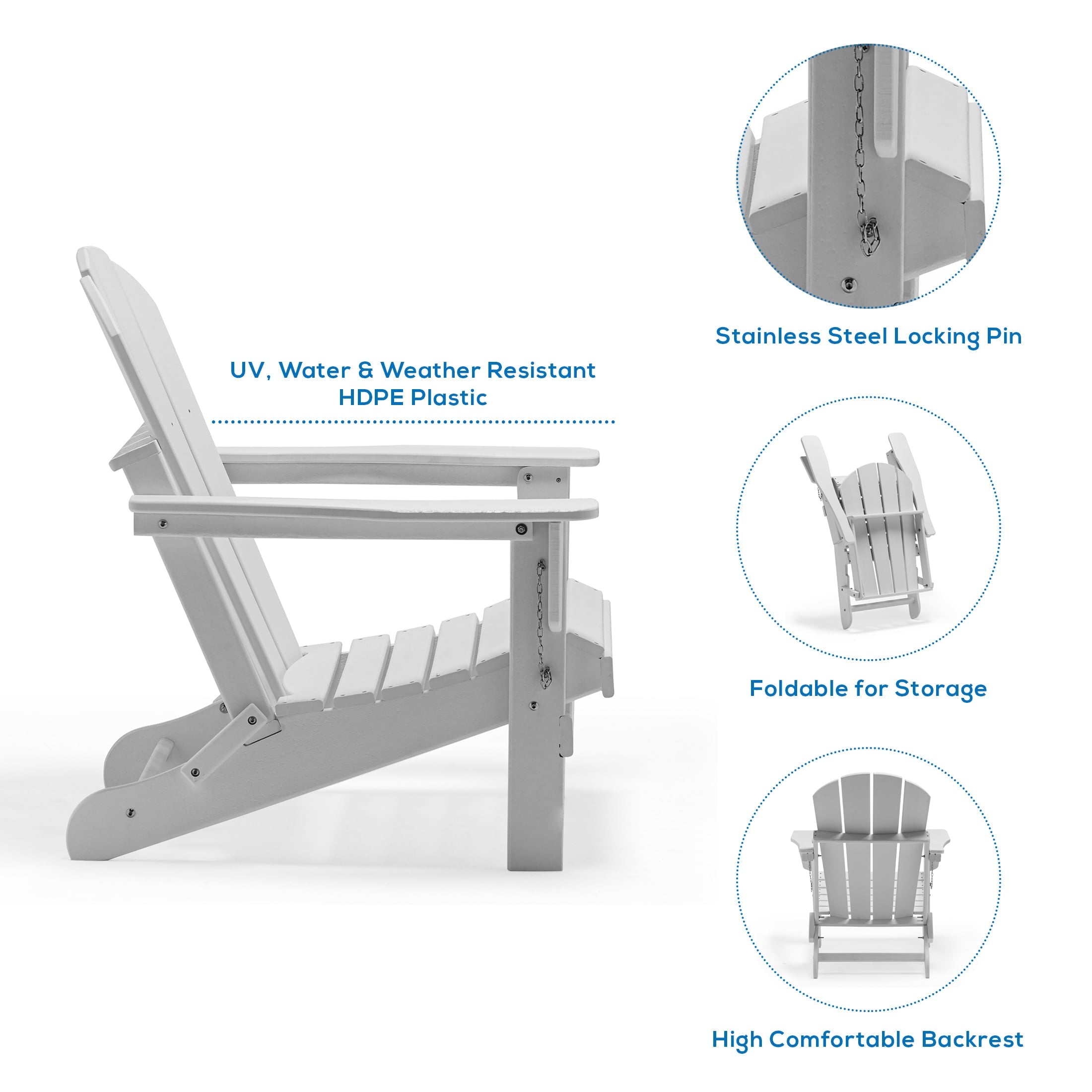 WestinTrends Outdoor Adirondack Chair, Plastic Fire Pit Chair, Weather Resistant Folding Patio Lawn Chair for Outside Deck Garden Backyard Balcony, Weather Wood