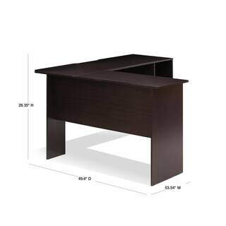 Furinno 54 in. L-Shaped Espresso Computer Desk with Shelves 16084EX