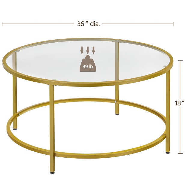 Yaheetech Modern Glass top Coffee Table Round End Table