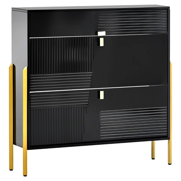 Modern Freestanding Shoe Cabinet With 2 Flap Drawers And 1 Slide Drawer Modernluxe