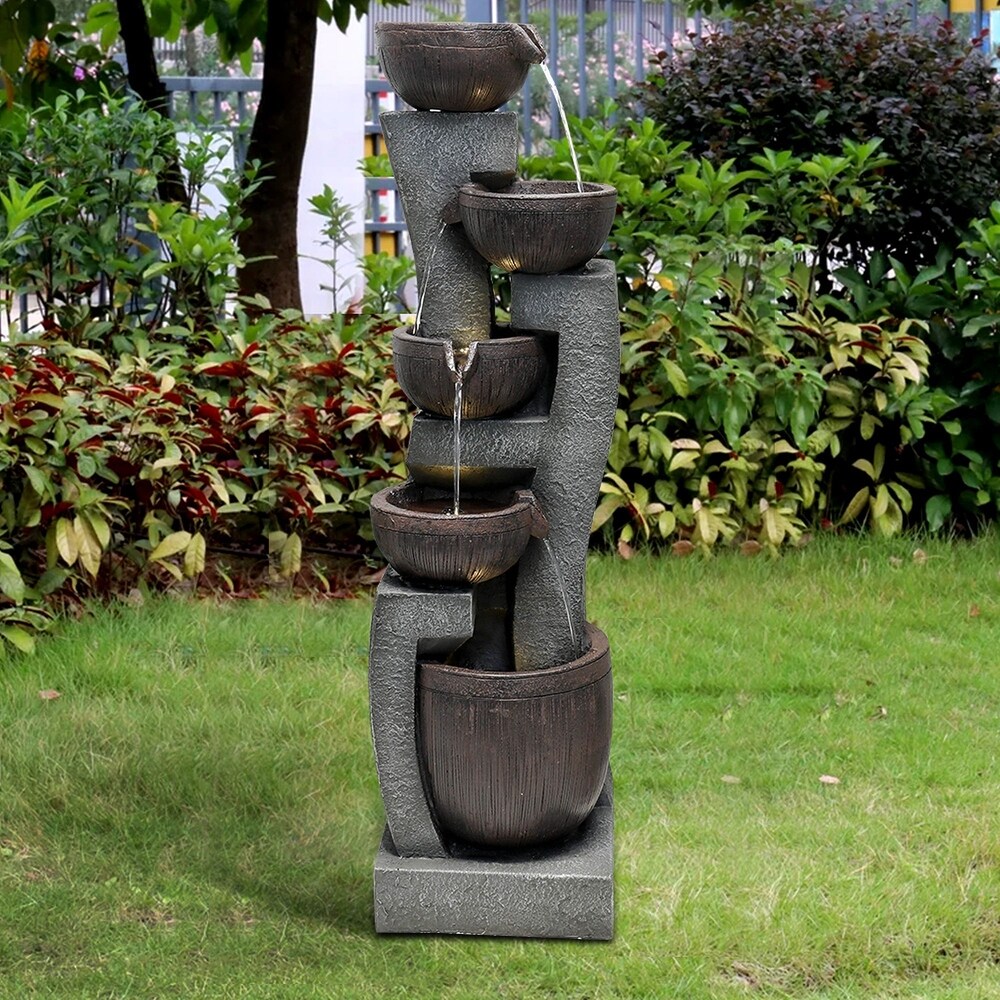 43.7'' Curving Water Fountain 5 Tier Resin Waterfall Outdoor