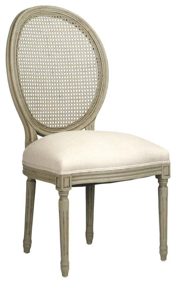 Medallion Side Chair With Cane Back  Olive Green   French Country   Dining Chairs   by Kathy Kuo Home  Houzz