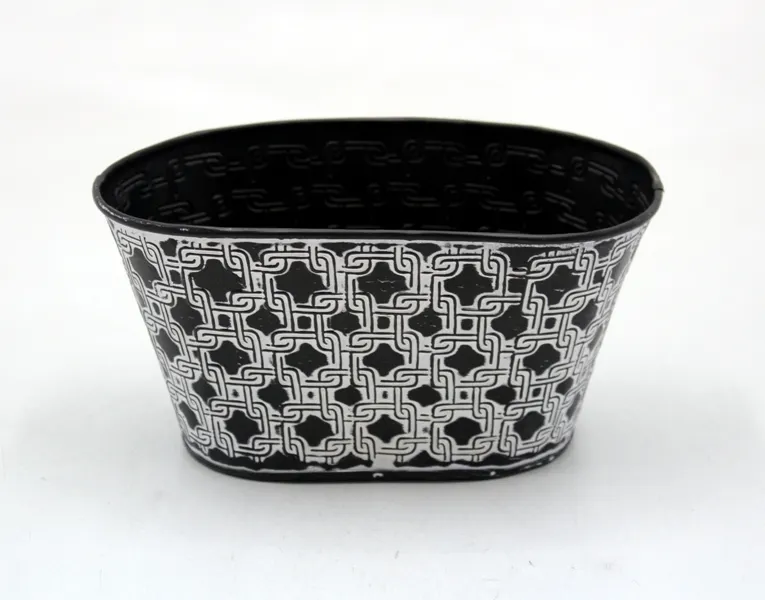 Wholesale Bulk High Quality Luxury Metal Iron Round Planter Black W/White Antique For Home Decoration Table Top