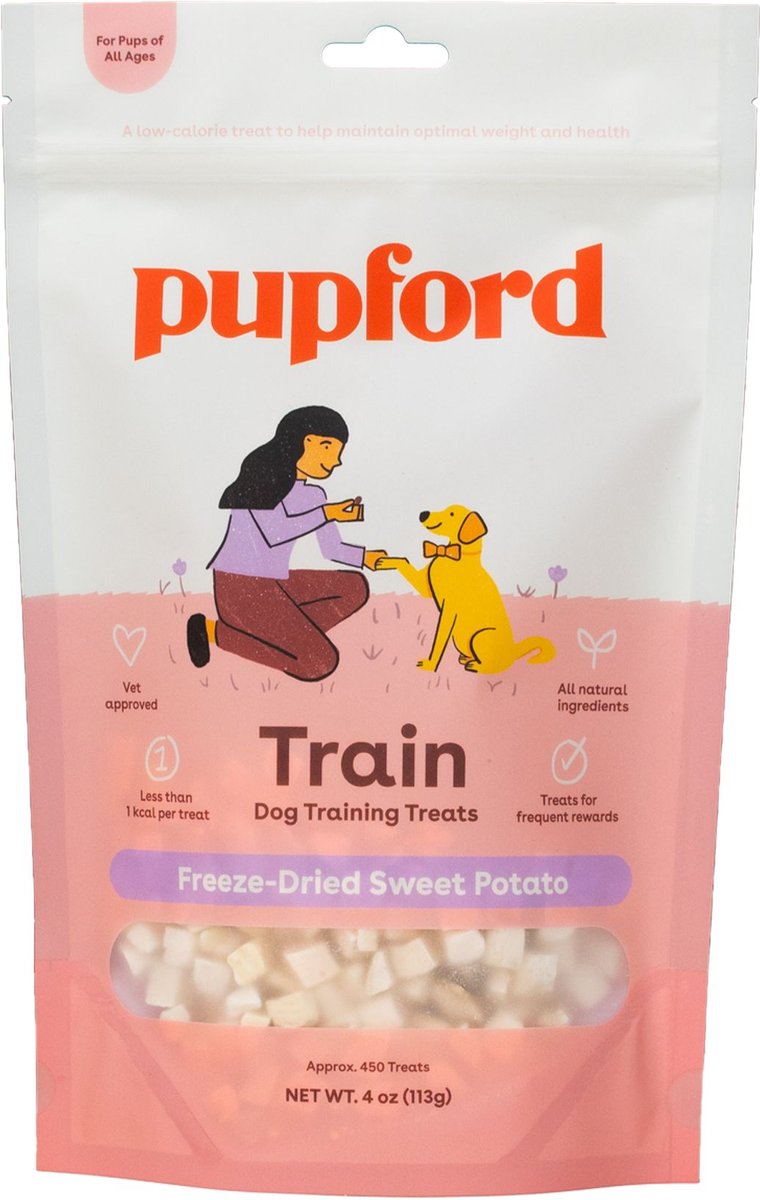 Pupford Sweet Potato Training Freeze-Dried Dog Treats， 4-oz bag